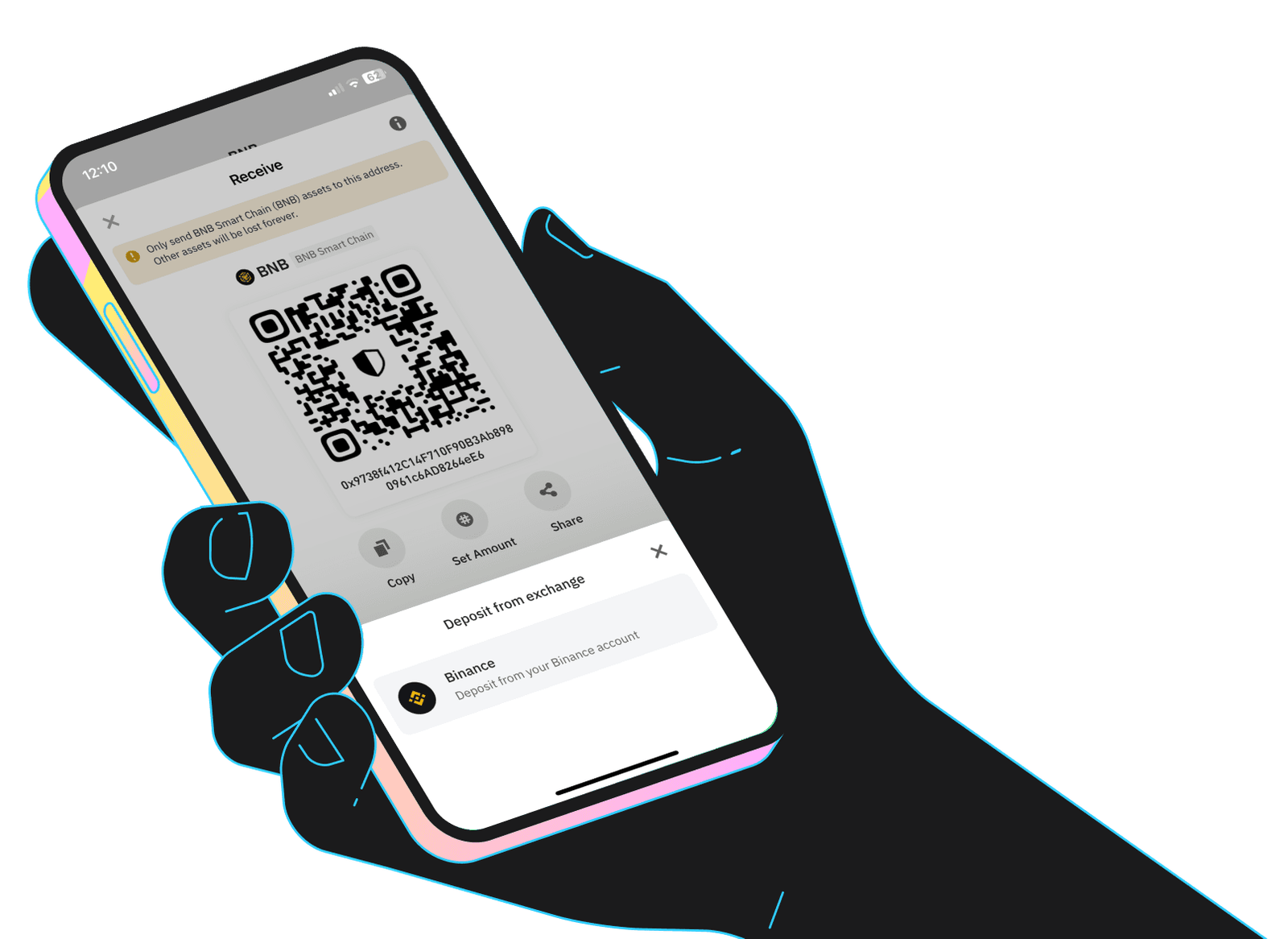 Hand holding deposit from exchange
